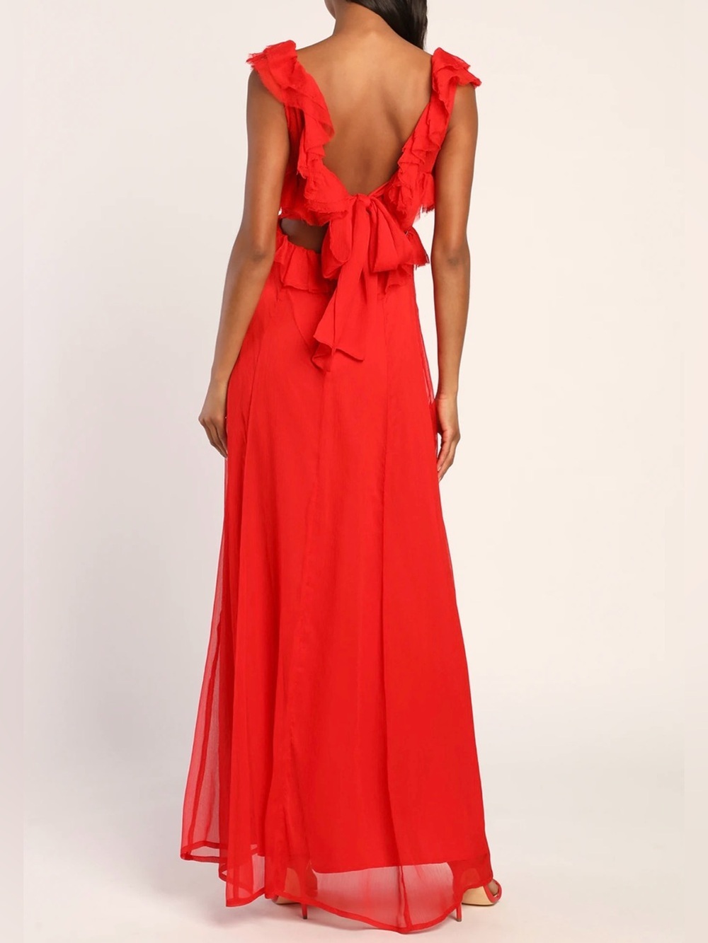 NWT Lulus Ruffle Detail Maxi Dress - Picture 4 of 8